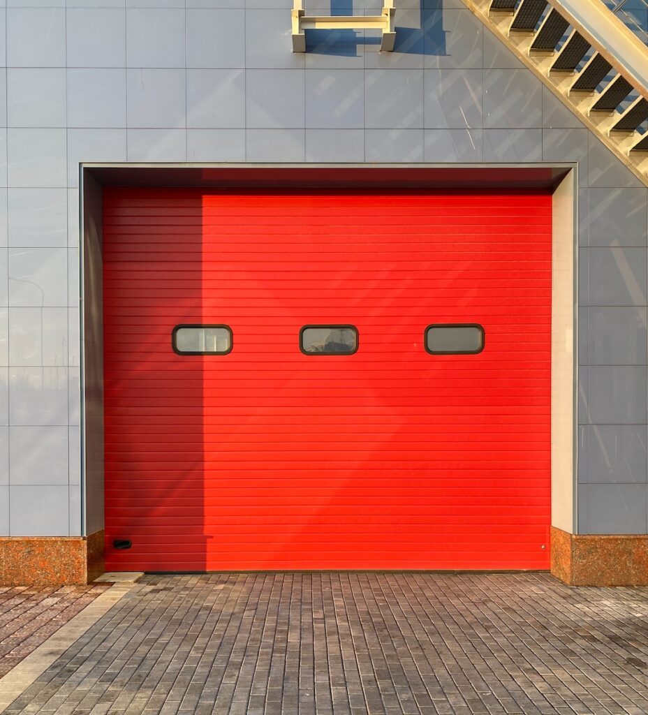 red and white Garage Door 